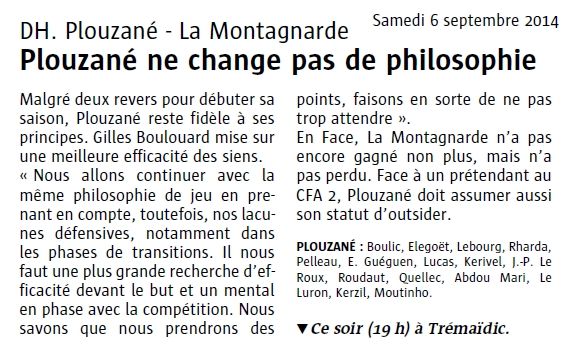 DH Le Télégramme du 6 Septembre 2014